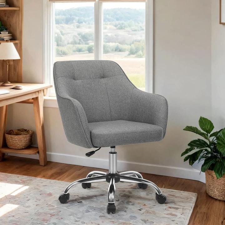 Actual product image Songmics Office chair, OBG019G01V1 grey fabric, silver frame