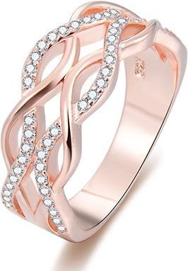 Produktbild Beneto Pink gold plated silver ring with AGG333 zircons - Circuit: 60 mm (60, 925 Silber)