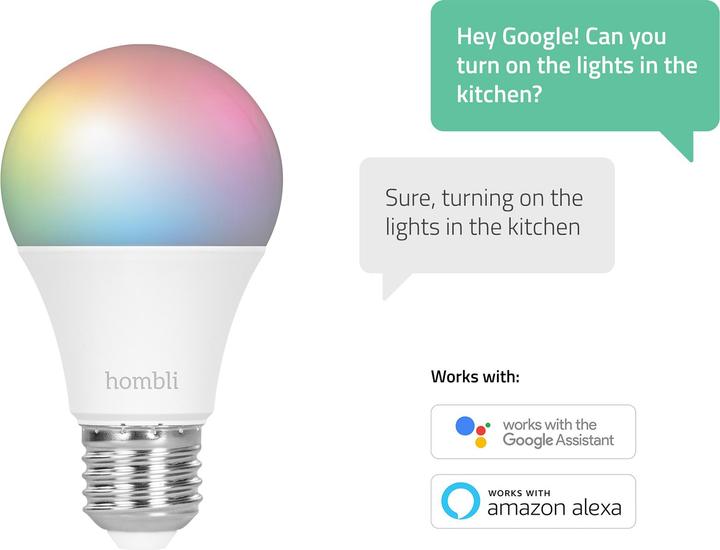 Energy Label Hombli Smart Bulb 9W RGB (2x) (E27, 9 W, 800 lm, 2 x, F)