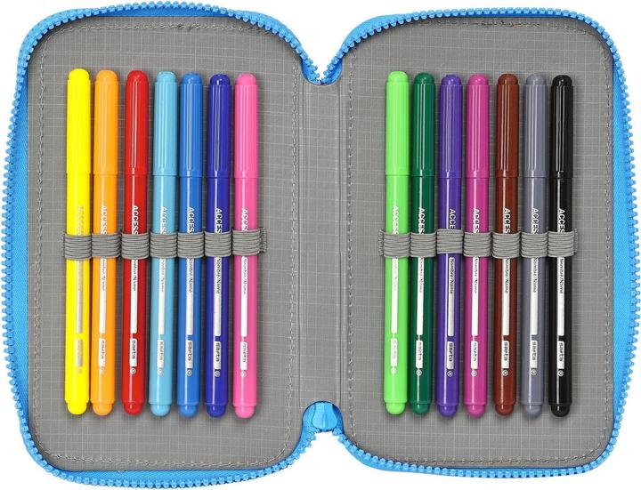 Actual product image PJ Masks Double pencil case Blue 12.5 x 19.5 x 4 cm (28 pieces)