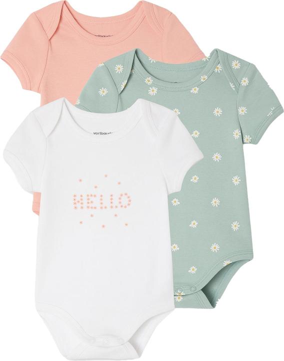 Vertbaudet Bio-Kollektion: 3er-Pack Baby Schlupfbodys mit kurzen Ärmeln