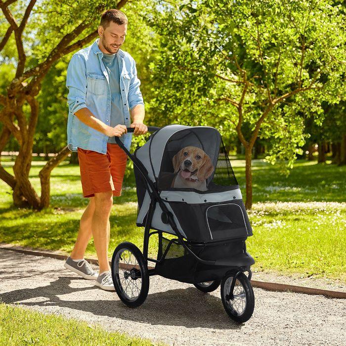 Immagine prodotto Swisshandel24 Passeggino per cani, passeggino per gatti con catarifrangenti, pieghevole con cestino portaoggetti (Cane, Gatto, Riflettori, Pieghevole)