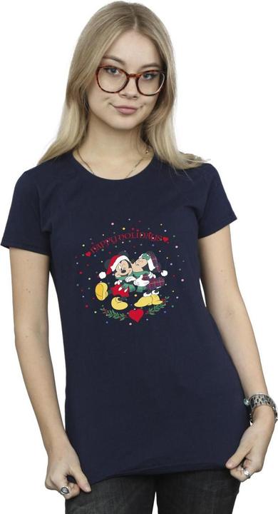 Actual product image Disney Womens/Ladies Mickey Mouse Mickey Minnie Christmas Cotton T-Shirt (M)