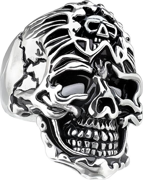 Image du produit Star Piercing Bague argent crâne avec bandana crâne (Acier chirurgical 316L, sans laiton)