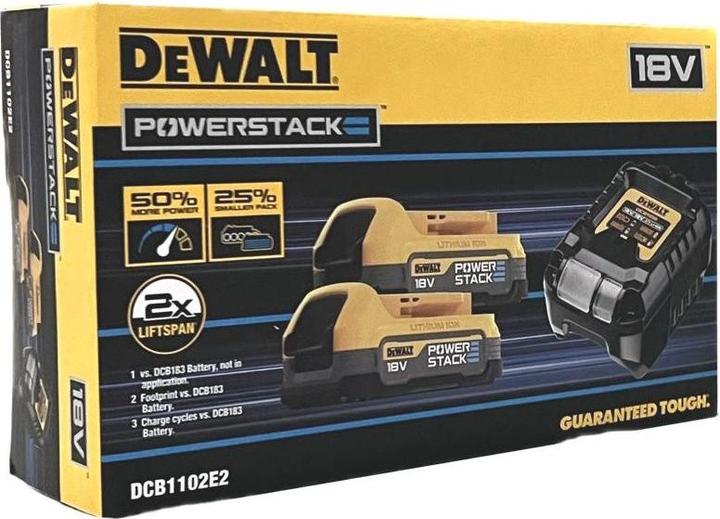 Actual product image DeWalt ŁADOWARKA DCB1102 +2x1.7Ah POWERSTACK DCB1102E2 (18 V)