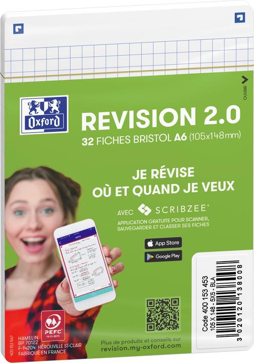 Immagine prodotto Oxford Schede bristol REVISION 2.0, A6, bianco (A6, 250 g/m², 32 x)