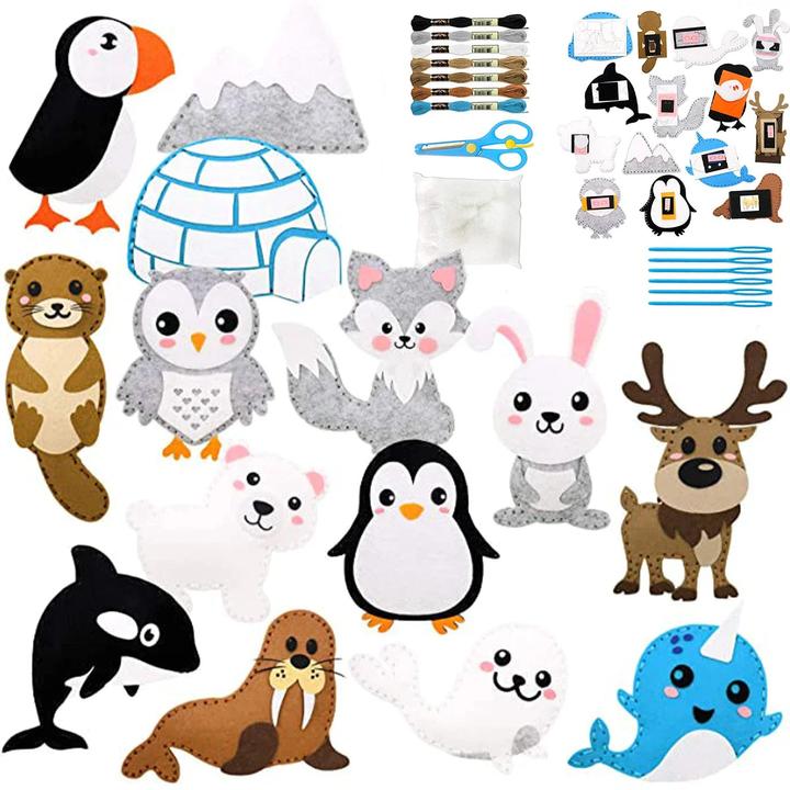 Activity Board DIY Sewing Felt Animals Sewing Kit Forest Creatures Plush Ornaments Sewing Craft Kit Educational