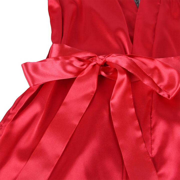 Produktbild Subblime 954017 SPITZEN-UNTERHEMD MIT TRANSPARENTEM RÃoeCKEN UND STRING, ROT/SCHWARZ, S/M (S/M)