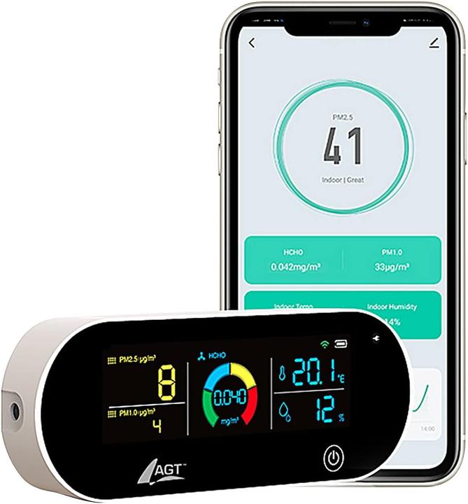Immagine prodotto AGT Misuratore di qualità dell'aria a batteria 5in1