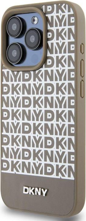Image du produit DKNY PU Leather Repeat Pattern Bottom Stripe MagSafe Case pour iPhone 13 Pro Max Brown (Apple iPhone 13 Pro Max)