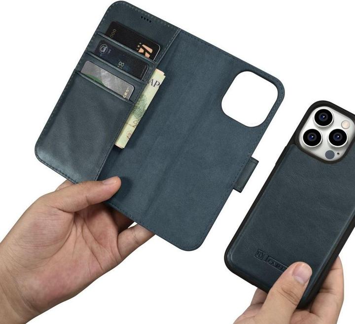 Immagine prodotto iCarer Custodia portafoglio Oil Wax 2in1 Cover iPhone 14 Pro Anti-RFID Pelle Flip Case Blu (WMI14220722-BU) (Apple iPhone 14 Pro)