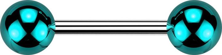 Actual product image Star Piercing Barbell silver with two balls glass coated blue (Acrylic, without brass, Surgical steel 316L)