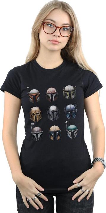 Actual product image Star Wars Womens/Ladies The Mandalorian Helmet Display Cotton T-Shirt (L)