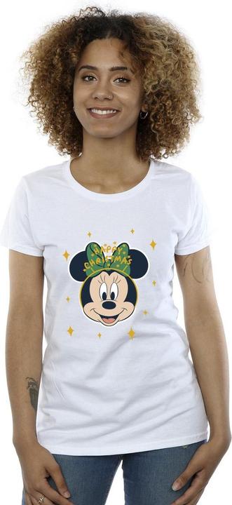 Actual product image Disney Womens/Ladies Minnie Mouse Happy Christmas Cotton T-Shirt (S)
