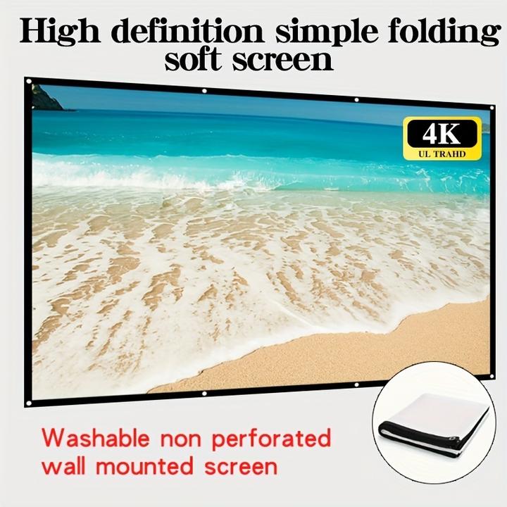 Produktbild PhoneLook Doppelseitige 16:9 Projektionsleinwand mit pflegeleichtem, bügelbarem Stoff (60 Zoll, 152 cm) (60", 16:9)
