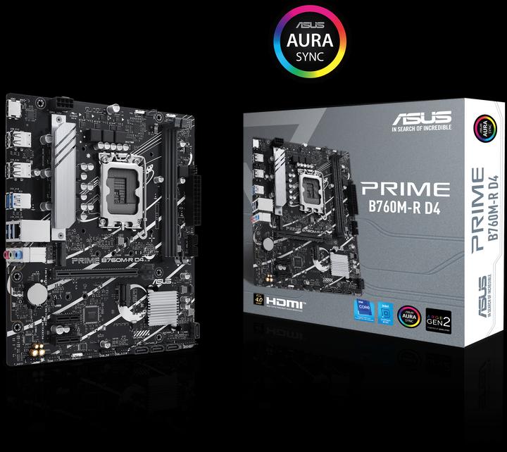 Image du produit ASUS MB PRO B760M-R D4 (LGA 1700, Intel B760, mATX)