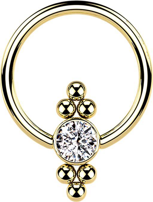 Produktbild Star Piercing Ball Closure Ring vergoldet Scheibe Kristall und Kugeln (Chirurgenstahl 316L, ohne Messing)