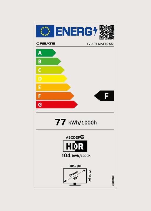 Label énergétique Create TV ART MATTE - Smart TV QLED 4K (55", LED, 4K)