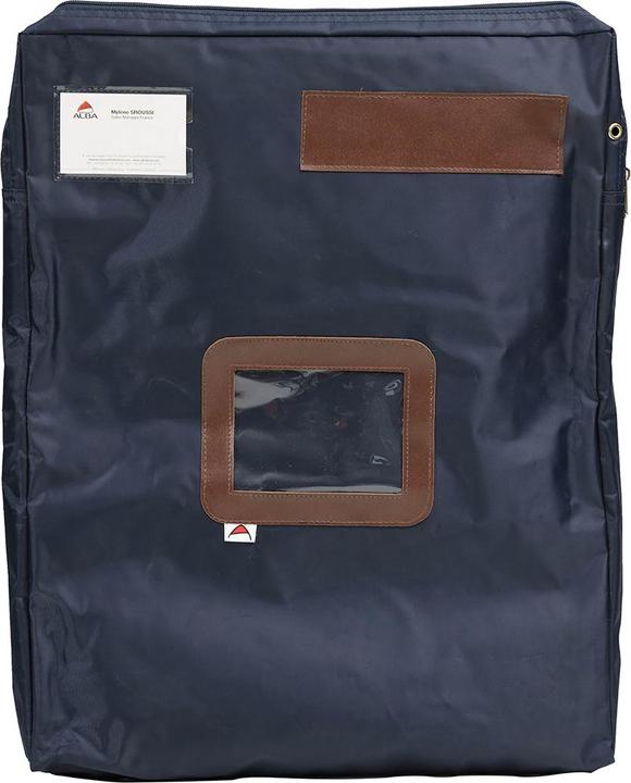 Produktbild Alba Sitztasche "POCSOUGM B" mit Dehnfalte, aus Nylon, blauer Reissverschluss, Absenderfenster, Masse: