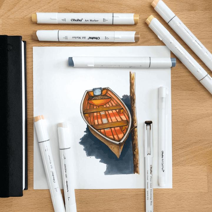Immagine prodotto Ohuhu Penne da disegno Fineliner (Nero, Bianco, 8 x)