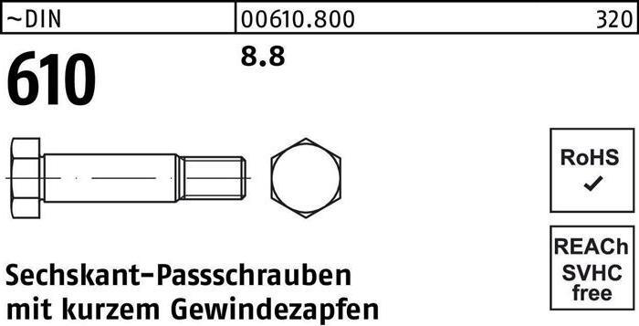 Image du produit Vis à tête hexagonale DIN 610 avec embout fileté court M 24 x 150 8.8 (5 Vis par pièce)