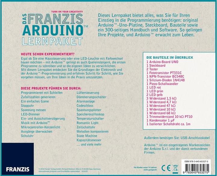 Produktbild Franzis Lernpaket Arduino mit Bauteilen