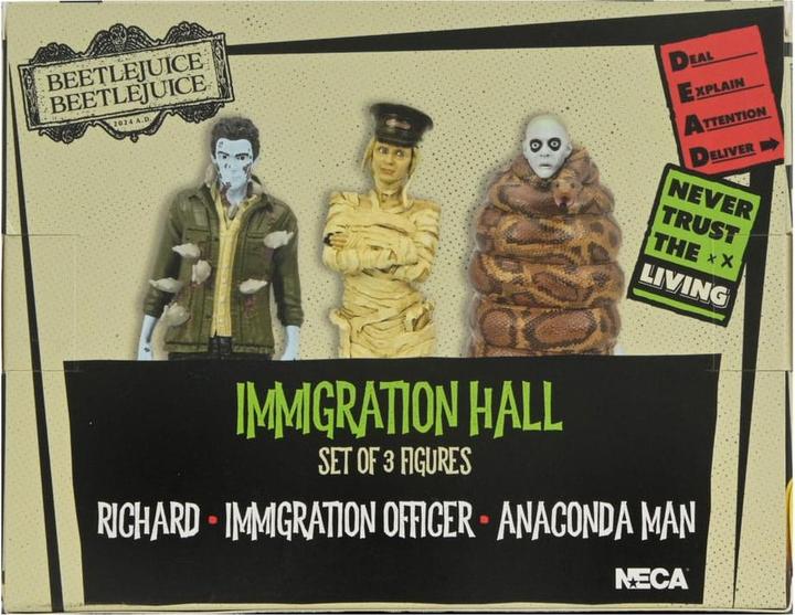 Actual product image Neca Beetlejuice Beetlejuice figures 3-pack Immigration Hall 1 10 cm