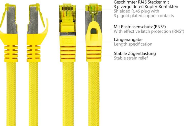 Produktbild Python ® Series RJ45 Patchkabel mitCat.7 Rohkabel, Rastnasenschutz (RNS®) und Nylongeflecht, S/FTP, PiMF, h (S/FTP, CAT7, 0.50 m)
