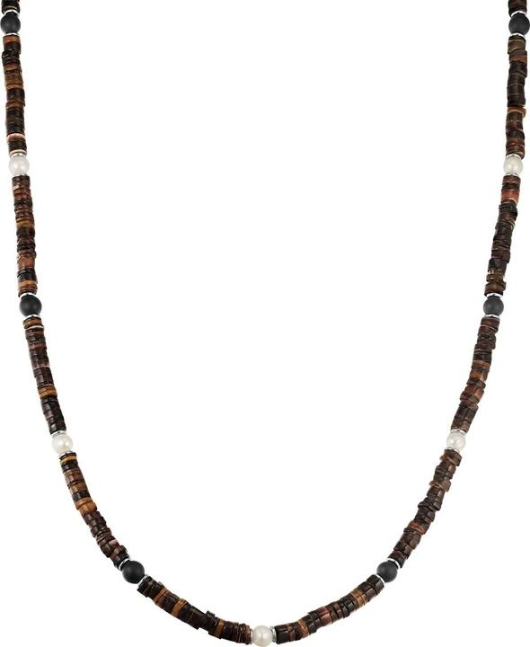 True Rebels Herren Halskette - 37058 (Edelstahl, Muschelkernperle, Achat)