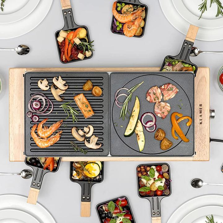 Immagine prodotto KLAMER Raclette 8 Personen 1500W Raclette Grill mit Holzgestell