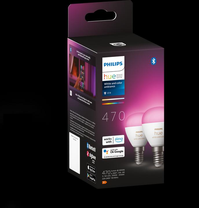 Actual product image Philips Hue White & Color Ambiance E14 Chandelier Twin Pack (E14, 5.10 W, 470 lm, 2 x, F)