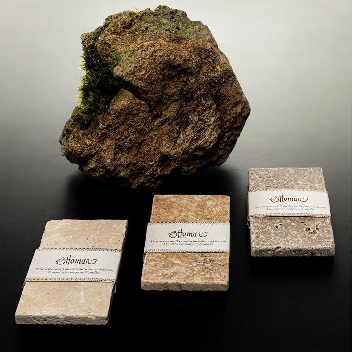 Produktbild Natura Punto 3er-Set Seifenablage aus Travertin, rechteckig, light-hellbeige, 14,5 x 7 cm