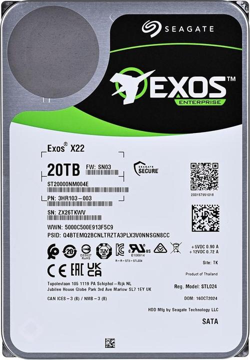 Actual product image Seagate Exos X22 ST20000NM004E 3.5" SAS (20 TB, 3.5", CMR)