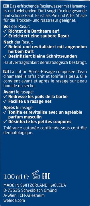 Valori nutrizionali e ingredienti Weleda Lozione da barba (100 ml, Gel da barba)