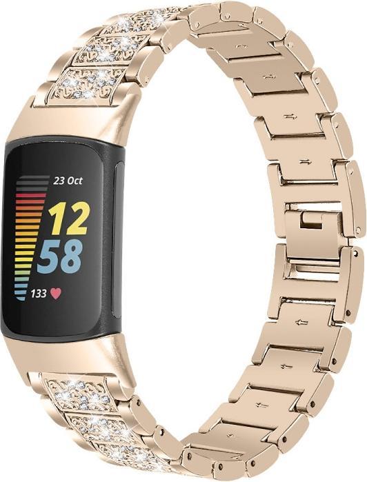 Actual product image Cover-Discount Fitbit Charge 5 - stainless steel with rhinestone bracelet gold (Stainless steel, Batch)