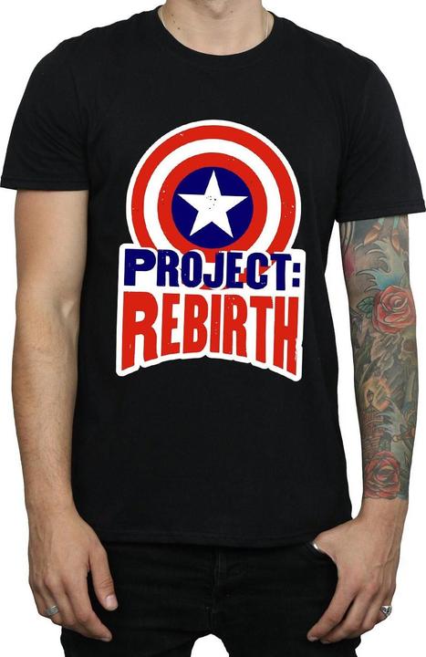 Actual product image Mens Captain America Project Rebirth T-Shirt (L)