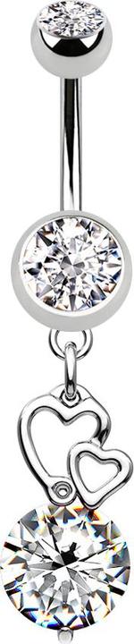 Immagine prodotto Star Piercing Banana in argento con ciondolo doppio cuore in cristallo argento (Acciaio chirurgico 316L, senza ottone)