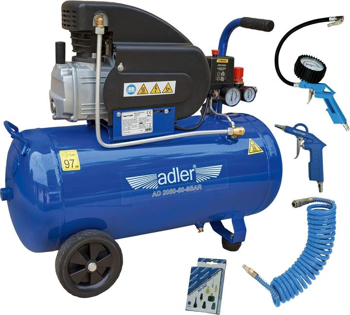 Adler COMPRESSOR 50L AD 2050-50-8BAR 230V WITH ACCESSORY KIT (8 Bar, 50 l)
