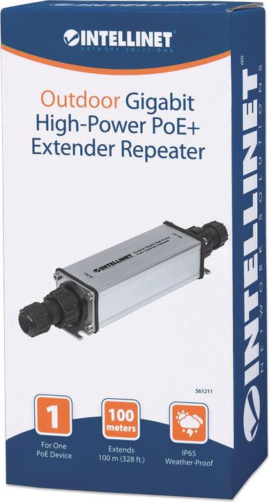 Produktbild Intellinet PoE+ Extender Repeater, IEEE 802.3af/at/ab/u, RJ-45 102. (Extender)