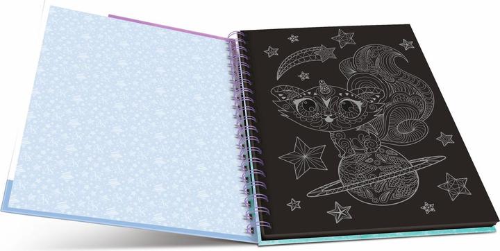 Actual product image Nebulous Stars Colouring book with black pages