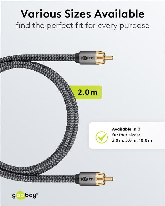 Immagine prodotto Goobay Cavo RCA mono, 2 m, grigio pelle di squalo (2 m, Cinch)