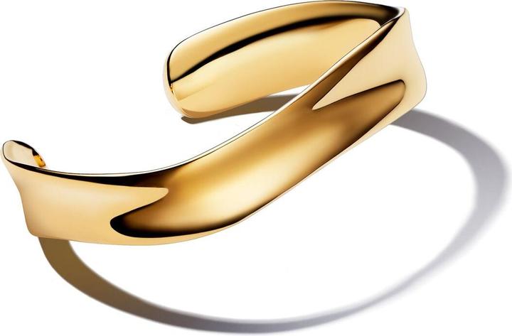 Actual product image Pandora Organic moulded wide open bangle (16 cm, Gold plated, Metal)