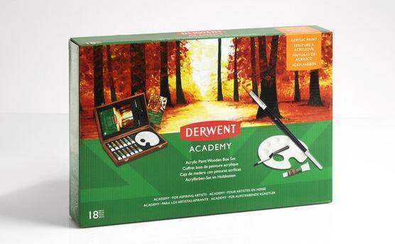 Actual product image Derwent Acrylic Paint Acrylic Wooden Box Multicolored (Multicoloured, 12 ml)