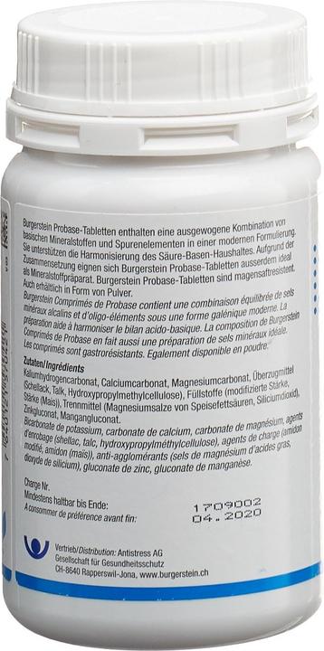 Nutritional values and ingredients Burgerstein probase (300 Piece, Pills, 320 g)