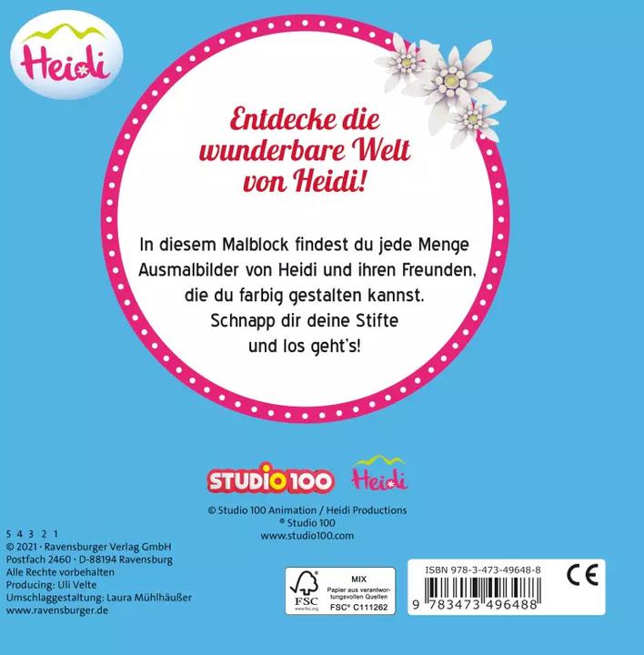 Actual product image Ravensburger Heidi: Mein Malblock (German, Studio 100 Media GmbH, 2021)