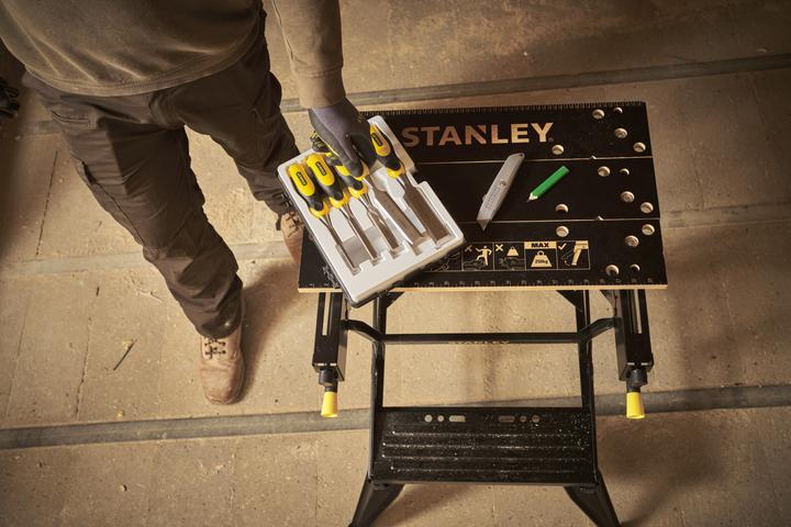 Produktbild Stanley Workmate mit Bambus-Arbeitsplatte und dualer Arbeitshöhe, belastbar bis 250kg (50.50 cm, 54 cm)
