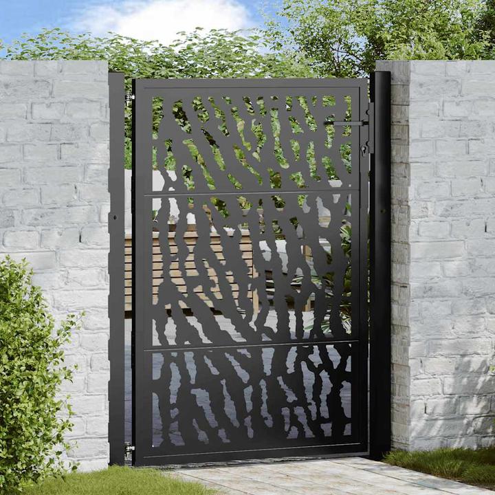 Immagine prodotto VidaXL Cancello da giardino nero 105x130 cm in acciaio a binario design cancello di recinzione cancello da