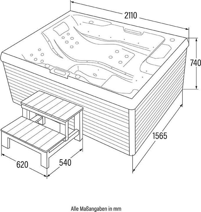 Actual product image Home Deluxe HOME-STAR outdoor whirlpool, 24 massage jets LED, steps and thermal cover, 3 persons (3 pers.)