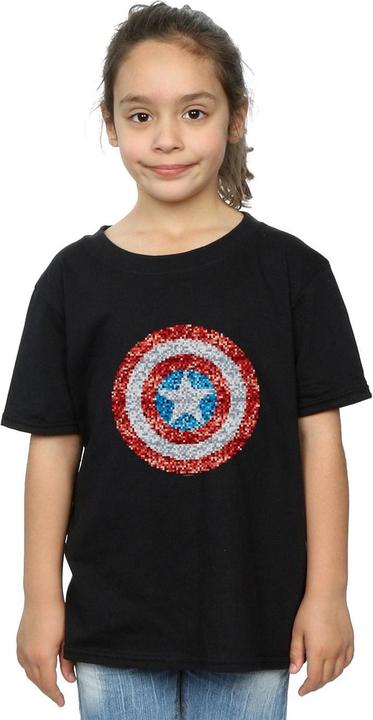 Image du produit - T-shirt CAPTAIN AMERICA PIXELATED SHIELD - Fille (152, 158)