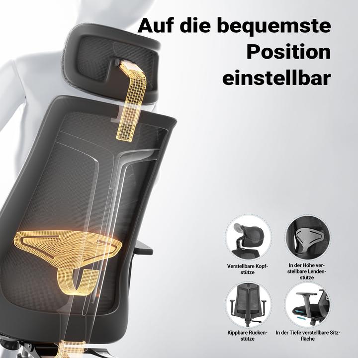 Produktbild Wiltec Ergonomischer Bürostuhl
